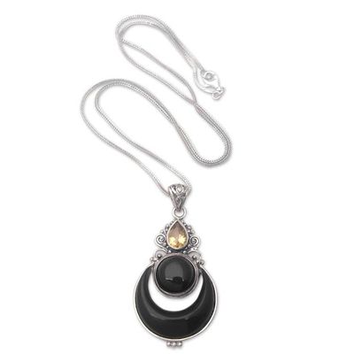 Alternate image for Sterling Silver Pendant Necklace with One-Carat Citrine Gem Moons Prosperity