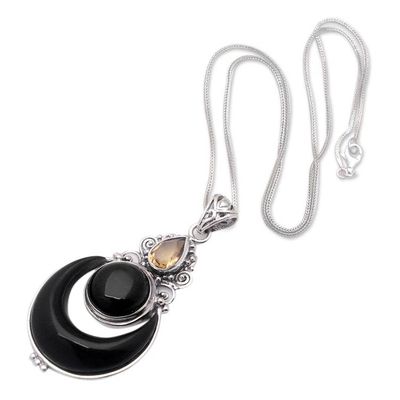 Alternate image for Sterling Silver Pendant Necklace with One-Carat Citrine Gem Moons Prosperity