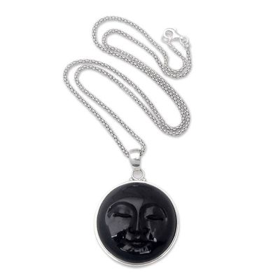Alternate image for Moon-Themed Sterling Silver Pendant Necklace from Bali Calm Moon