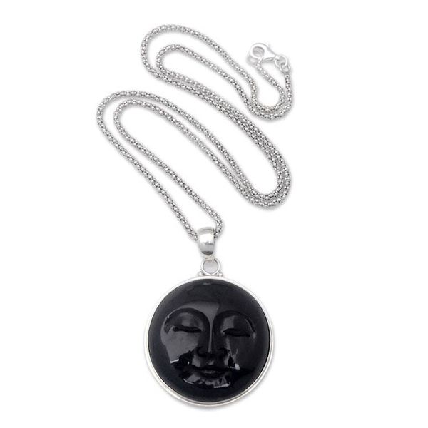Alternate image for Moon-Themed Sterling Silver Pendant Necklace from Bali Calm Moon