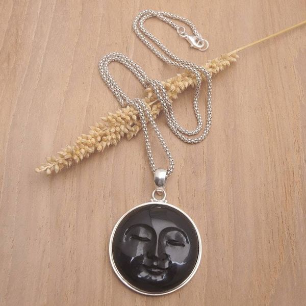 Alternate image for Moon-Themed Sterling Silver Pendant Necklace from Bali Calm Moon