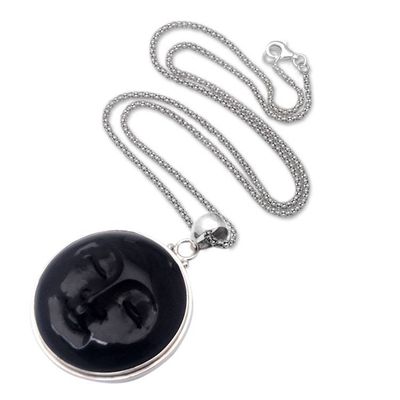 Alternate image for Moon-Themed Sterling Silver Pendant Necklace from Bali Calm Moon
