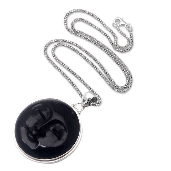 Alternate image for Moon-Themed Sterling Silver Pendant Necklace from Bali Calm Moon
