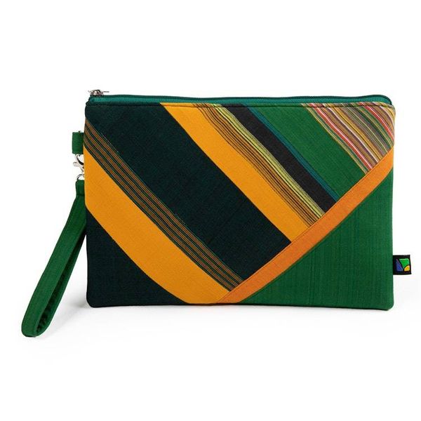 Alternate image for Striped Javanese Handwoven Lurik Cotton Wristlet and Clutch Striped Fantasy