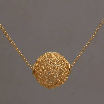 Primary image for 18k Gold Plated Sterling Silver Pendant Necklace Round Nest