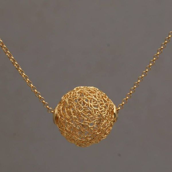 Alternate image for 18k Gold Plated Sterling Silver Pendant Necklace Round Nest