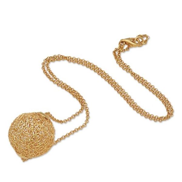 Alternate image for 18k Gold Plated Sterling Silver Pendant Necklace Round Nest
