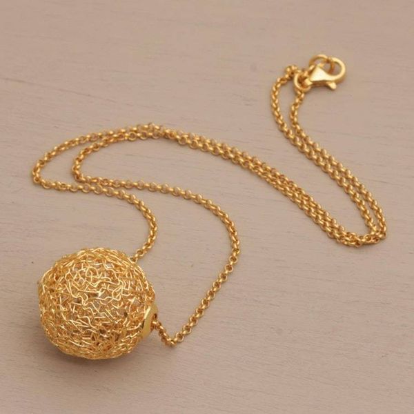 Alternate image for 18k Gold Plated Sterling Silver Pendant Necklace Round Nest