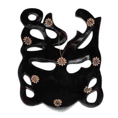 Alternate image for Hand-Drawn Batik-Patterned Pule Wood Mask Crafted in Java Classic Woman