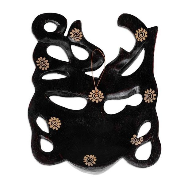 Alternate image for Hand-Drawn Batik-Patterned Pule Wood Mask Crafted in Java Classic Woman