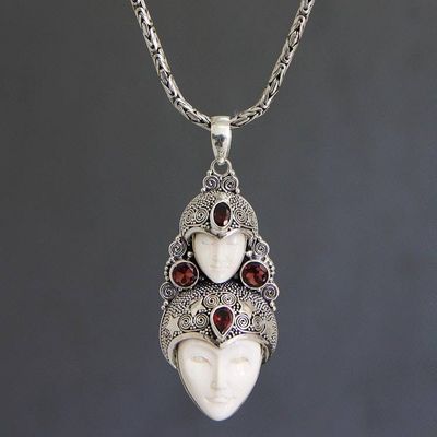 Primary image for Hand Made Indonesian Silver and Garnet Necklace Royal Heir