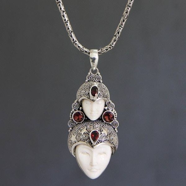 Alternate image for Hand Made Indonesian Silver and Garnet Necklace Royal Heir