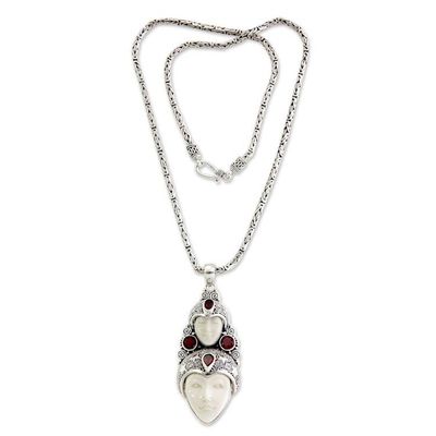 Alternate image for Hand Made Indonesian Silver and Garnet Necklace Royal Heir