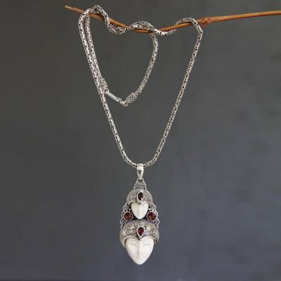 Alternate image for Hand Made Indonesian Silver and Garnet Necklace Royal Heir