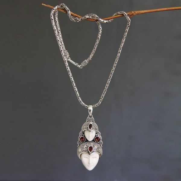 Alternate image for Hand Made Indonesian Silver and Garnet Necklace Royal Heir