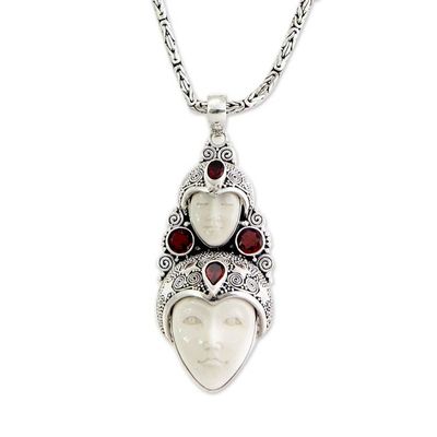 Alternate image for Hand Made Indonesian Silver and Garnet Necklace Royal Heir