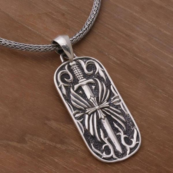 Alternate image for Artisan Crafted Javanese Sterling Silver Mens Necklace Blade of Gaja Mada