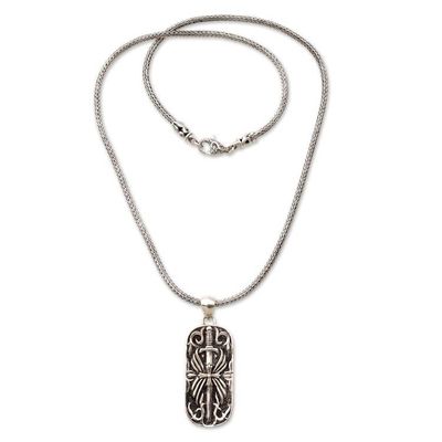 Alternate image for Artisan Crafted Javanese Sterling Silver Mens Necklace Blade of Gaja Mada