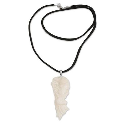 Alternate image for Bone Pendant Necklace with Eagle and Wolf from Bali Natures Prince