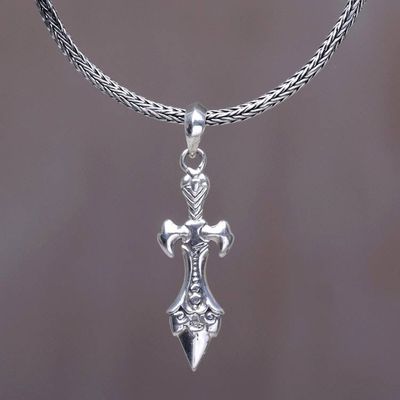 Primary image for Sterling Silver Sword Pendant Necklace from Indonesia Sword of Airlangga
