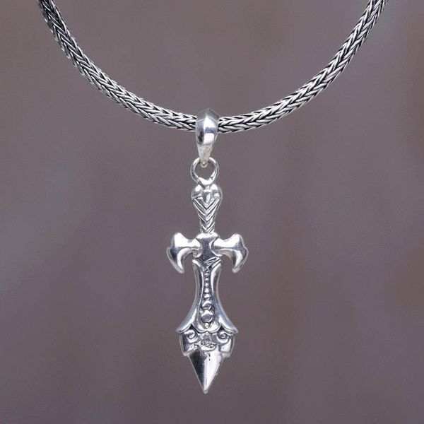 Alternate image for Sterling Silver Sword Pendant Necklace from Indonesia Sword of Airlangga