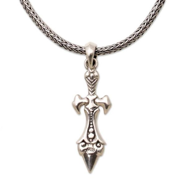 Alternate image for Sterling Silver Sword Pendant Necklace from Indonesia Sword of Airlangga
