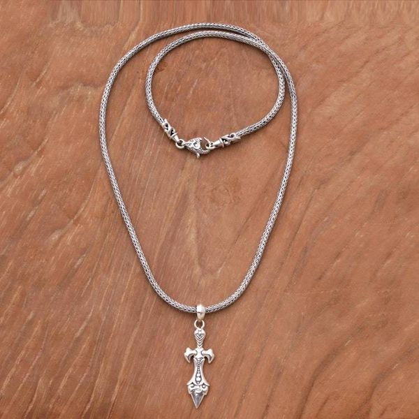 Alternate image for Sterling Silver Sword Pendant Necklace from Indonesia Sword of Airlangga