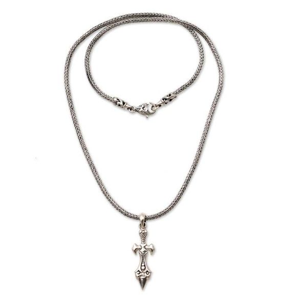 Alternate image for Sterling Silver Sword Pendant Necklace from Indonesia Sword of Airlangga