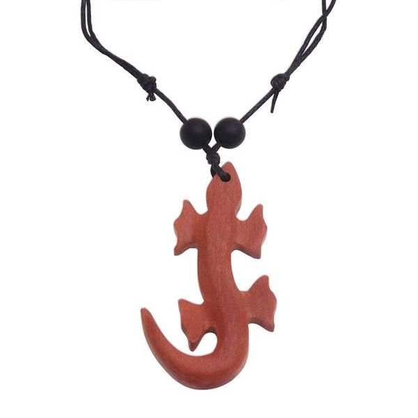 Alternate image for Sawo Wood Lizard Pendant Necklace from Bali Crawling Lizard
