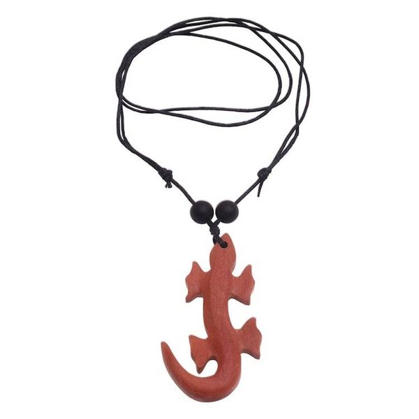 Alternate image for Sawo Wood Lizard Pendant Necklace from Bali Crawling Lizard