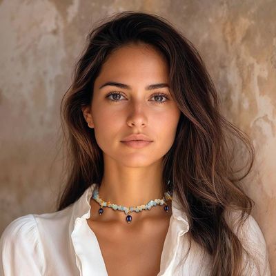 Alternate image for Citrine Aquamarine Cultured Pearl Gold Accent Charm Necklace Galaxy Fantasy