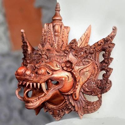 Primary image for Balinese Handmade Cultural Protective Dragon Wood Mask Naga Basukih