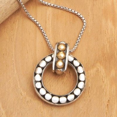 Alternate image for 18k Gold-Accented Modern Round Pendant Necklace from Bali Cosmic Enchantment