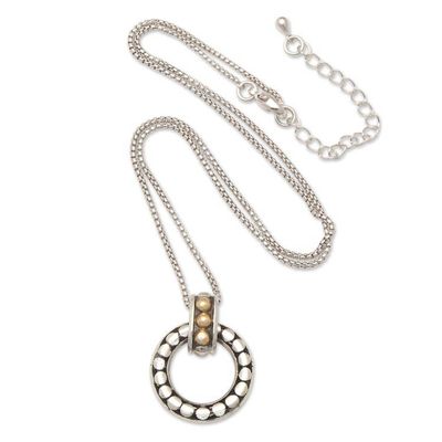 Alternate image for 18k Gold-Accented Modern Round Pendant Necklace from Bali Cosmic Enchantment