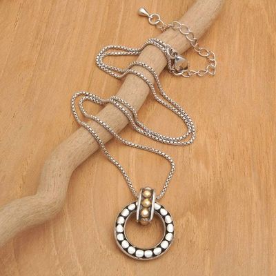 Alternate image for 18k Gold-Accented Modern Round Pendant Necklace from Bali Cosmic Enchantment