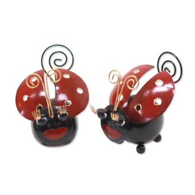 Primary image for Handcrafted Steel Lady Bug Decorative Accents Pair Lady Bug Duo