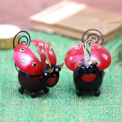Alternate image for Handcrafted Steel Lady Bug Decorative Accents Pair Lady Bug Duo