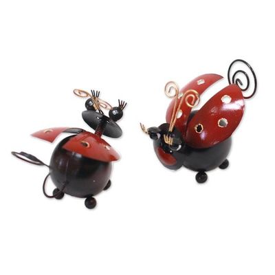 Alternate image for Handcrafted Steel Lady Bug Decorative Accents Pair Lady Bug Duo