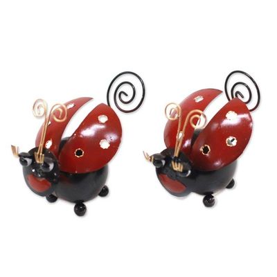 Alternate image for Handcrafted Steel Lady Bug Decorative Accents Pair Lady Bug Duo