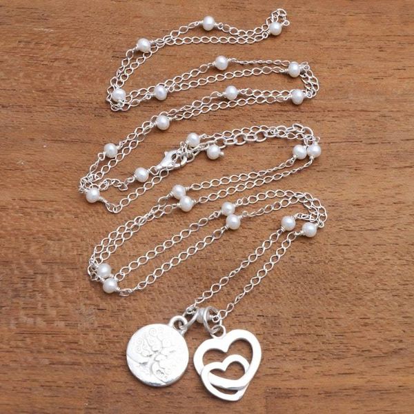Alternate image for Heart-Themed Cultured Pearl Long Pendant Necklace from Bali Love for Trees