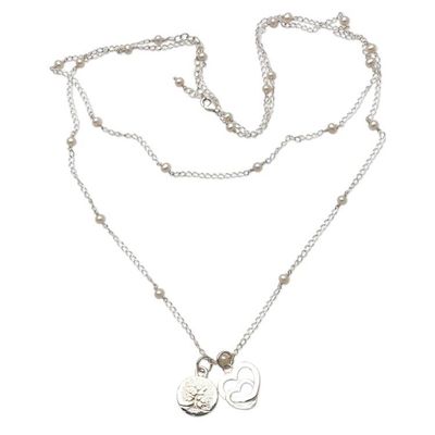Alternate image for Heart-Themed Cultured Pearl Long Pendant Necklace from Bali Love for Trees