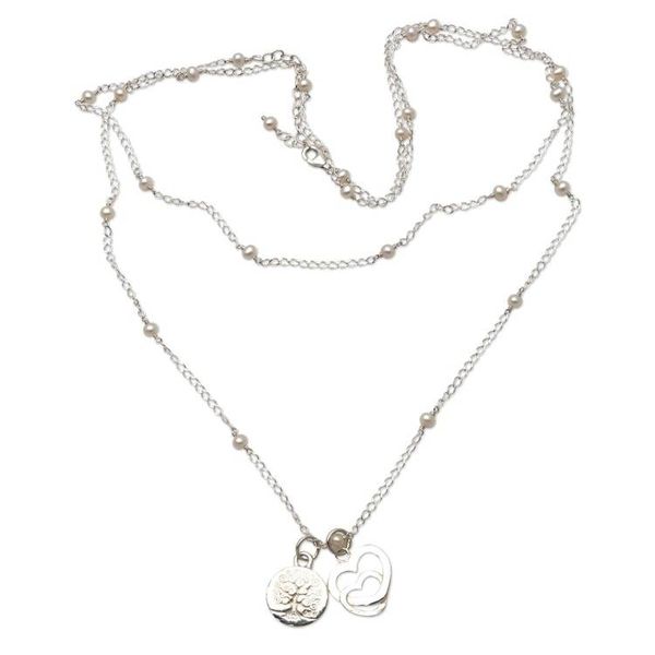 Alternate image for Heart-Themed Cultured Pearl Long Pendant Necklace from Bali Love for Trees