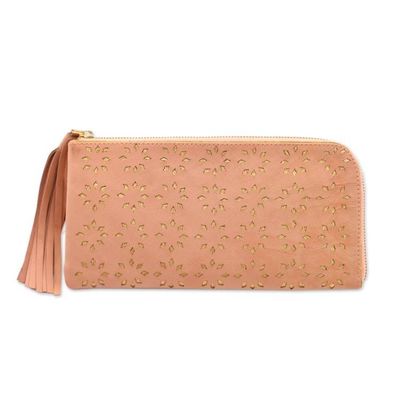 Alternate image for Patterned Leather Clutch in Blush from Bali Bintang Elegance in Blush