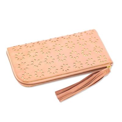 Alternate image for Patterned Leather Clutch in Blush from Bali Bintang Elegance in Blush
