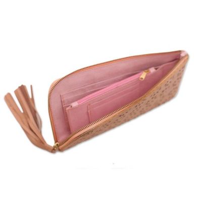 Alternate image for Patterned Leather Clutch in Blush from Bali Bintang Elegance in Blush