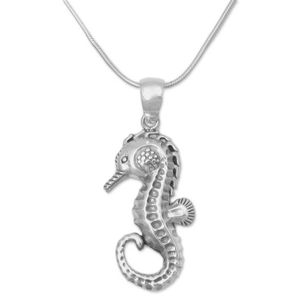Alternate image for Sterling Silver Seahorse Pendant Necklace from Indonesia Brilliant Seahorse