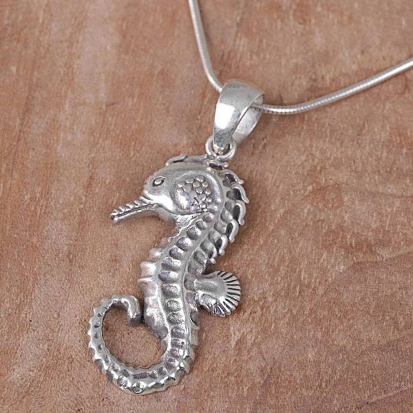 Alternate image for Sterling Silver Seahorse Pendant Necklace from Indonesia Brilliant Seahorse