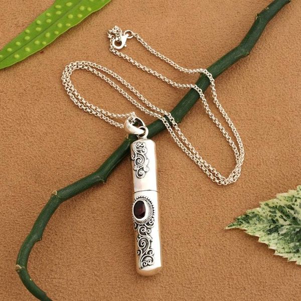 Alternate image for Balinese-Inspired Natural One-Carat Garnet Locket Necklace Passionate Spell