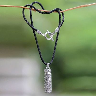 Alternate image for Mens Sterling Silver Locket Necklace Heart of Courage
