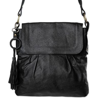 Alternate image for Handcrafted Leather Sling Handbag in Onyx from Java Onyx Attraction